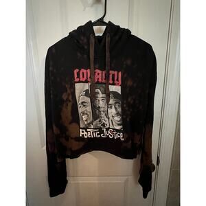 Chemistry Women's Tie Dye Black Tupac Poetic Justice Cropped Hooded L Sweatshirt